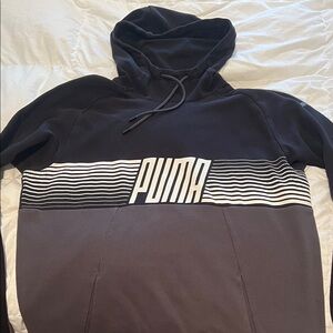 PUMA Men's Black and Dark Gray Hoodie